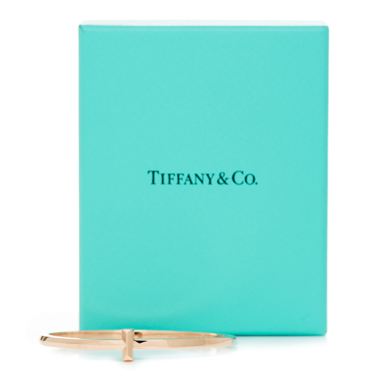 Tiffany 18K Rose Gold Narrow T T1 Hinged Bangle Bracelet 4 of 4