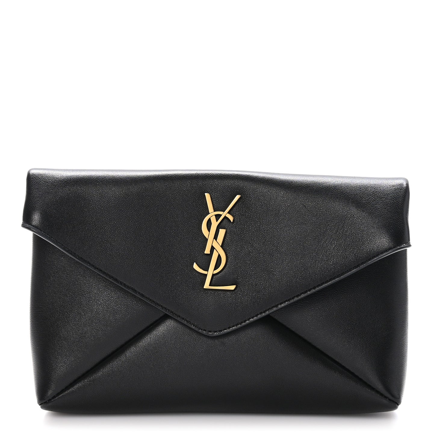 Lambskin Small Cassandre Envelope Pouch Black