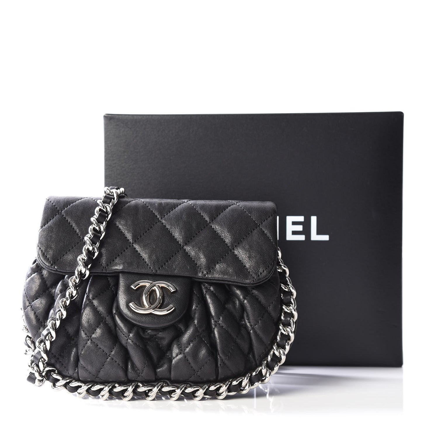 Washed Lambskin Mini Chain Around Messenger Black
