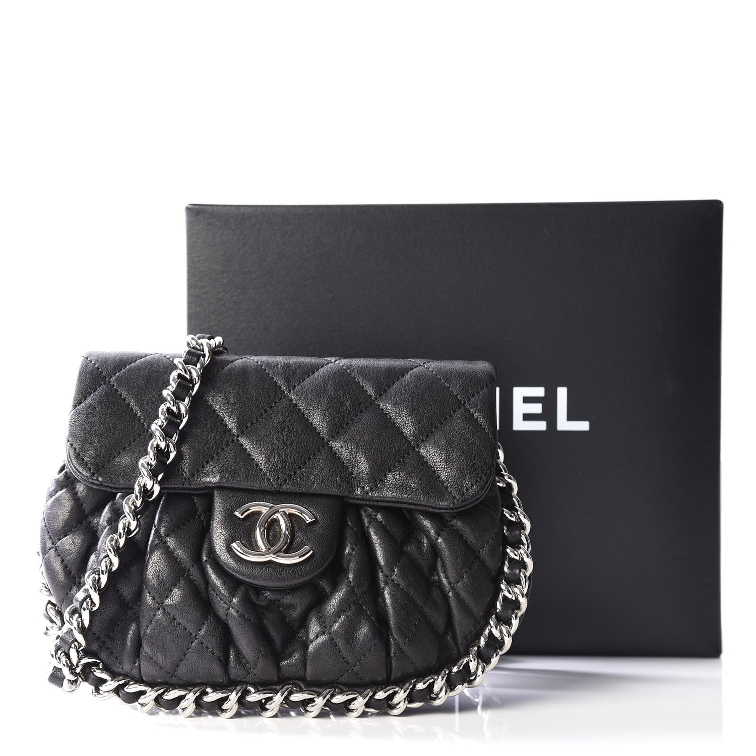 Chanel Washed Lambskin Mini Chain Around Messenger Black 10 of 10