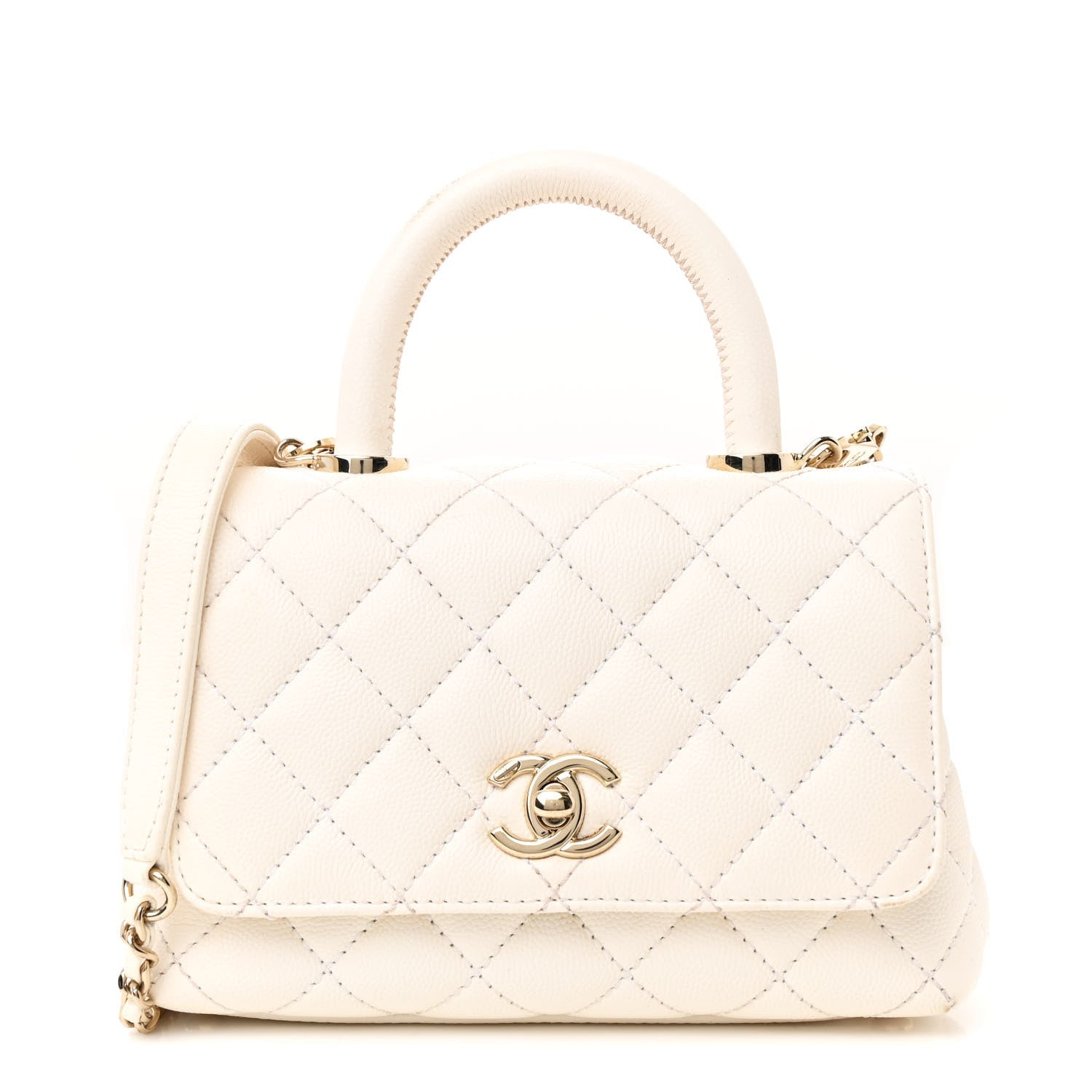 Chanel Caviar Quilted Extra Mini Coco Handle Flap White 1 of 15