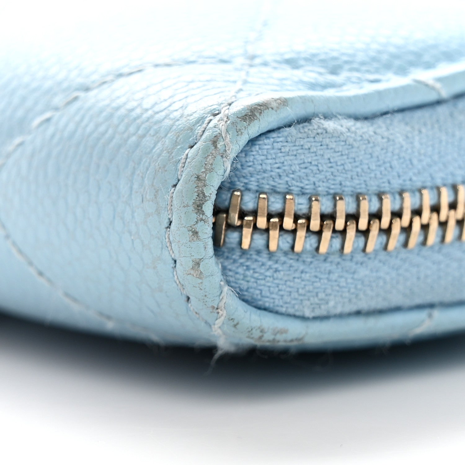 Chanel Caviar Quilted Zipped Key Holder Case Light Blue 14 of 19