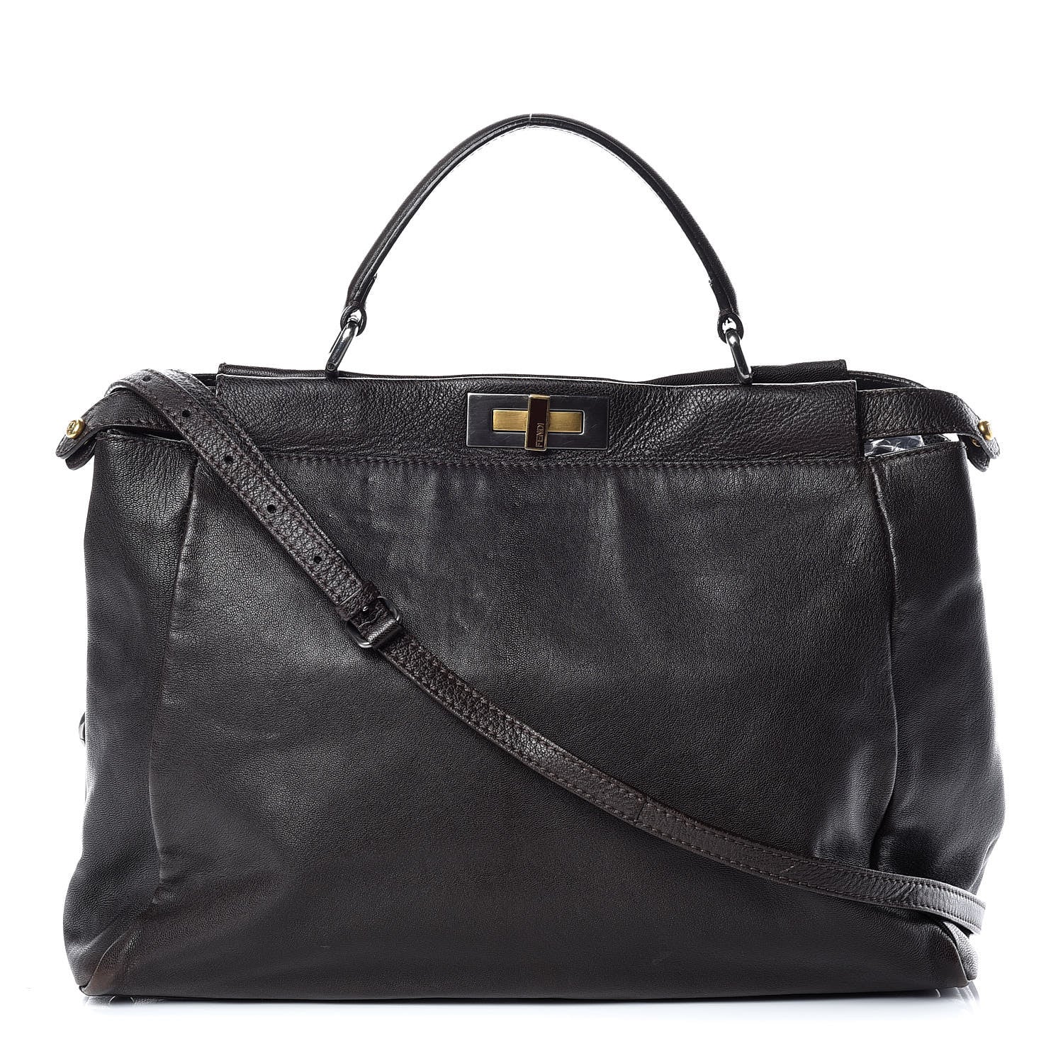 Fendi Goatskin Large Peekaboo Iconic Satchel Moro Grigio 1 of 24