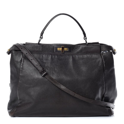 Fendi Goatskin Large Peekaboo Iconic Satchel Moro Grigio 1 of 24