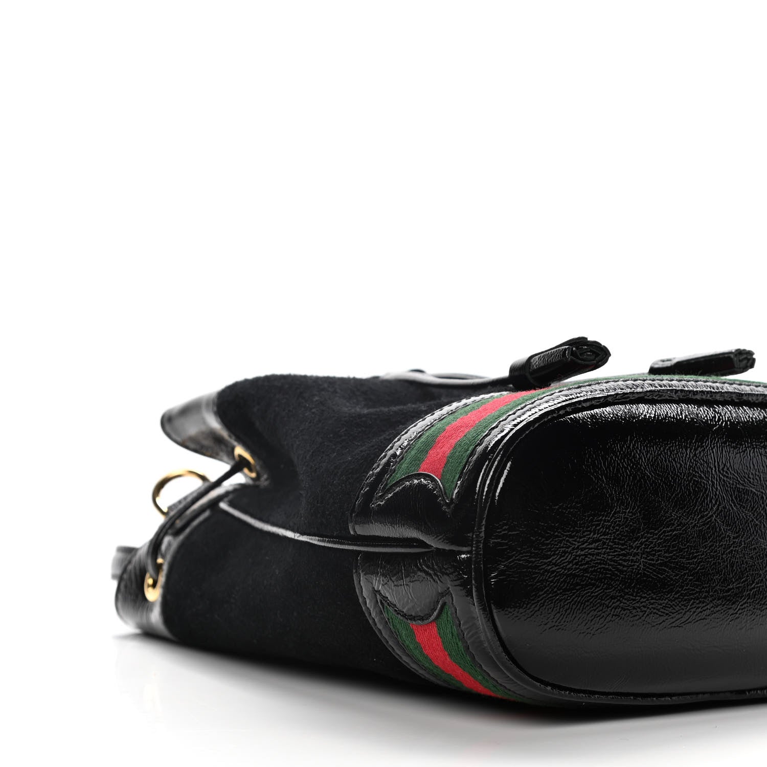 Gucci Suede Patent Web Small Ophidia Bucket Bag Black 8 of 11