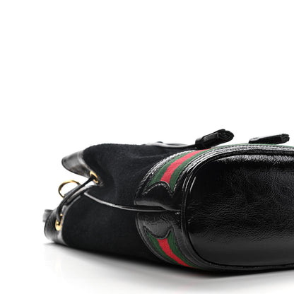Gucci Suede Patent Web Small Ophidia Bucket Bag Black 8 of 11