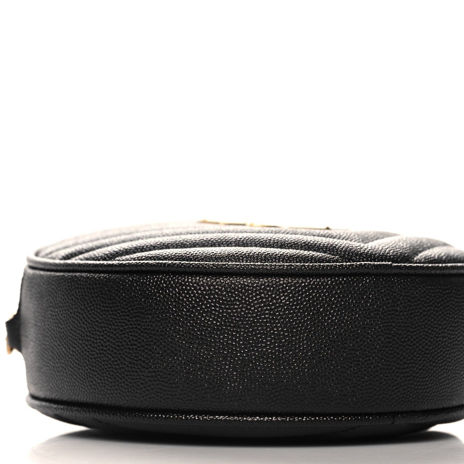 Saint Laurent Grain De Poudre Matelasse Chevron Quilted Round Vinyle Camera Bag Black 9 of 10