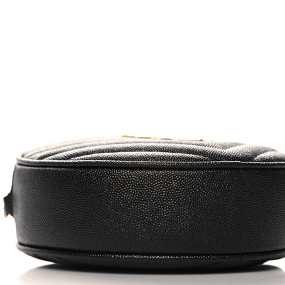 Saint Laurent Grain De Poudre Matelasse Chevron Quilted Round Vinyle Camera Bag Black 9 of 10