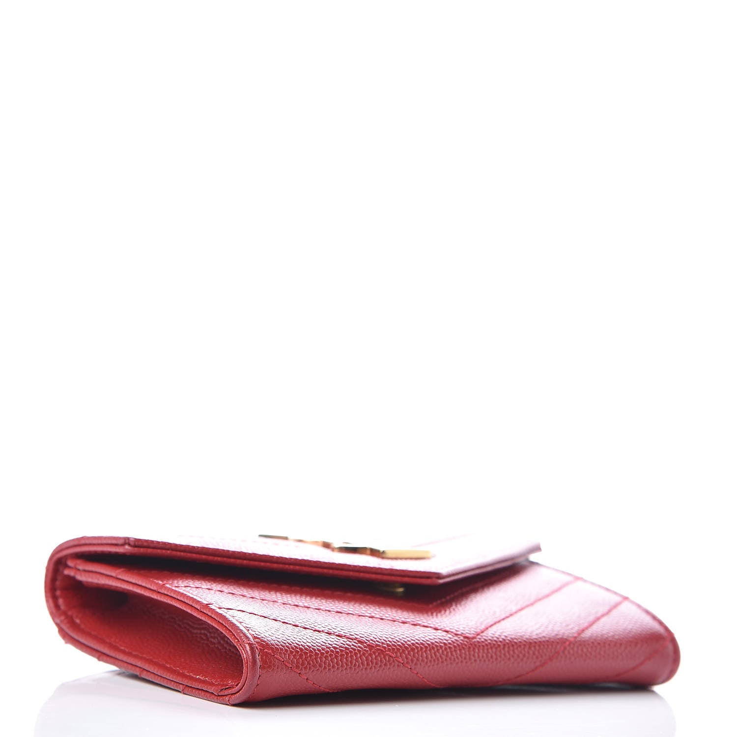 Saint Laurent Grain De Poudre Matelasse Chevron Small Monogram Envelope Wallet Rouge Eros 4 of 11
