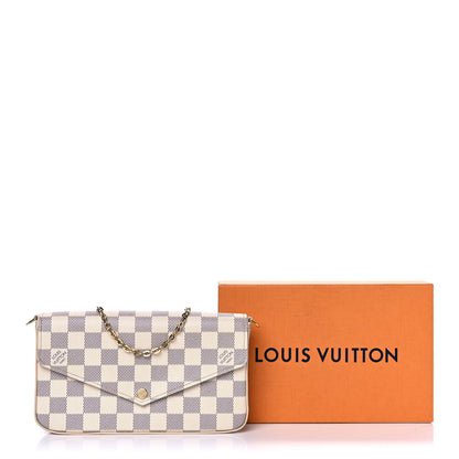 Louis Vuitton Damier Azur Pochette Felicie Chain Wallet Rose Ballerine 15 of 16