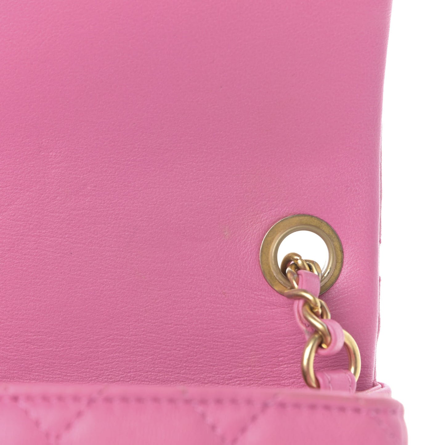 Lambskin Quilted Mini Pearl Crush Flap Pink