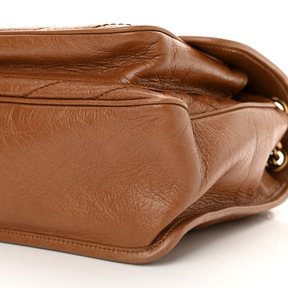 Saint Laurent Crinkled Calfskin Matelasse Monogram Medium Niki Chain Satchel Caramel 10 of 12