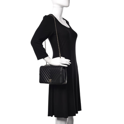 Chanel Calfskin Chevron Quilted Statement Flap Black 2 of 10