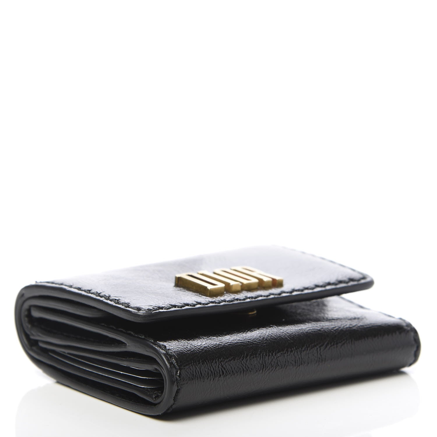Christian Dior Textured Patent Calfskin Medium D-Fence Wallet Black 4 of 7