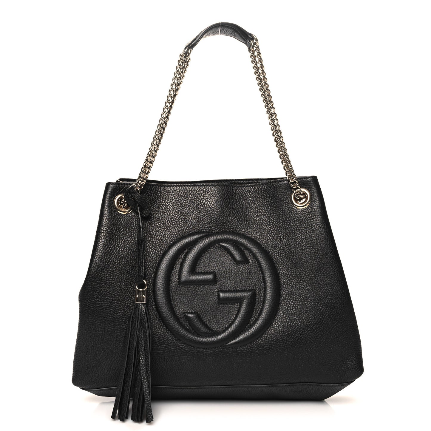 Pebbled Calfskin Medium Soho Chain Shoulder Bag Black