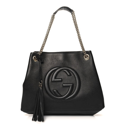 Gucci Pebbled Calfskin Medium Soho Chain Shoulder Bag Black 1 of 10