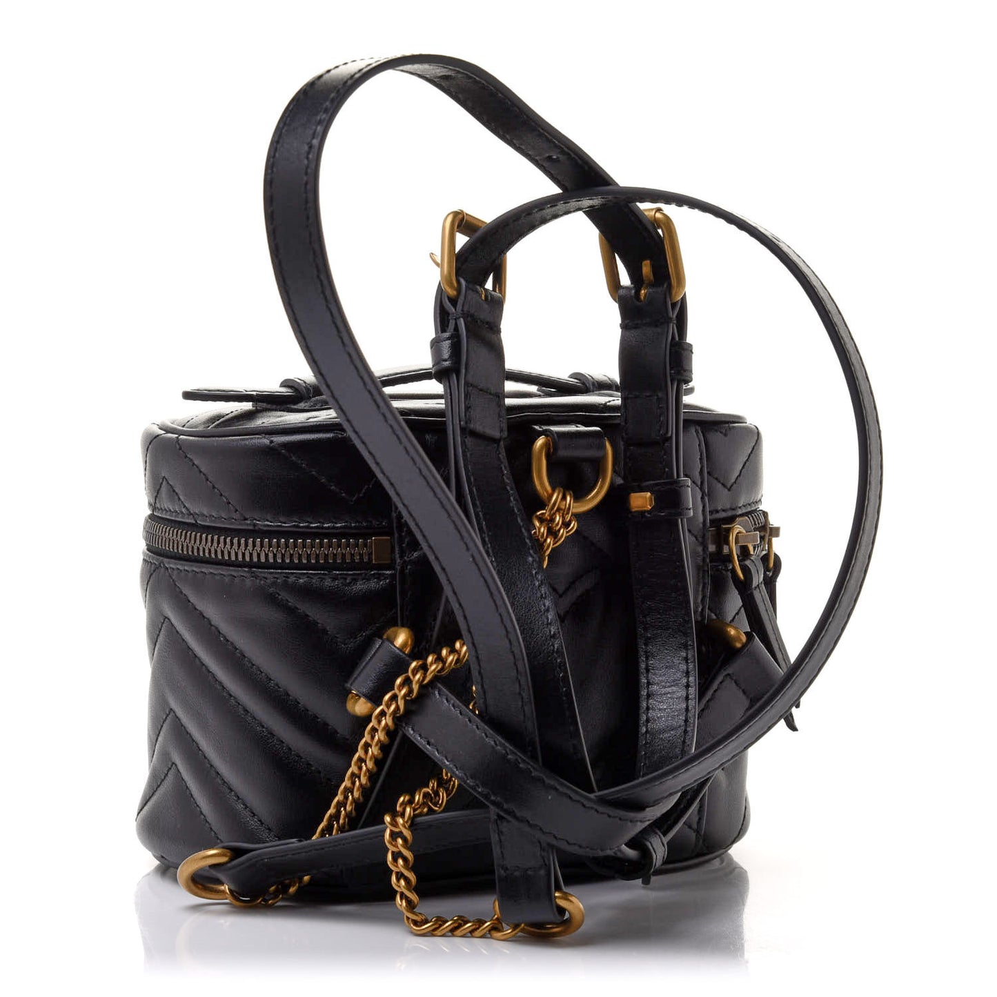 Calfskin Matelasse Mini GG Marmont Round Backpack Black