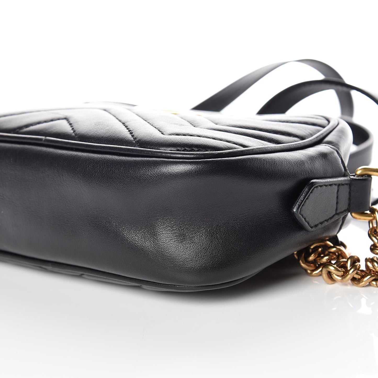 Calfskin Matelasse Mini GG Marmont Chain Shoulder Bag Black