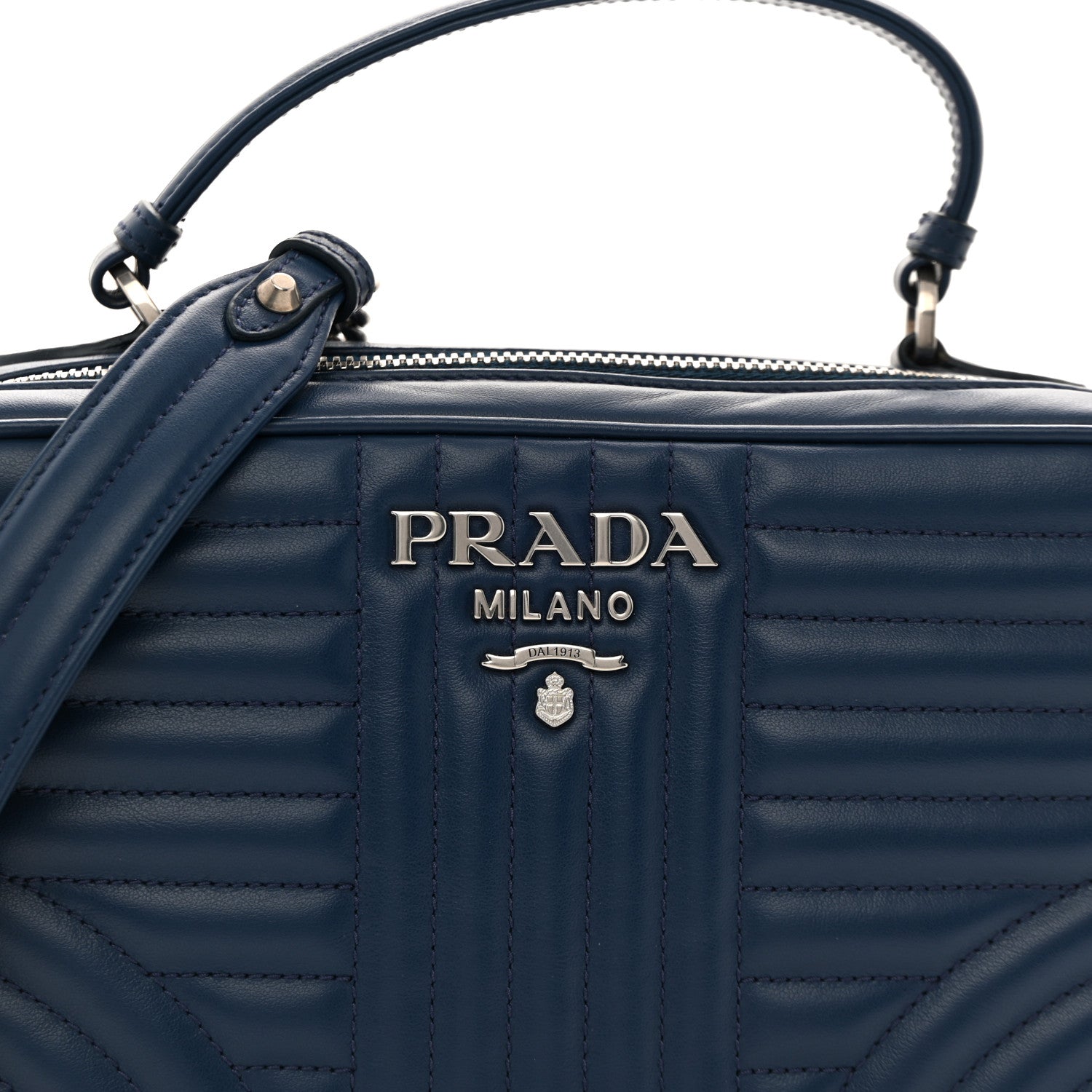 Prada Soft Calfskin Impunture Diagramme Camera Bag Bluette 8 of 12
