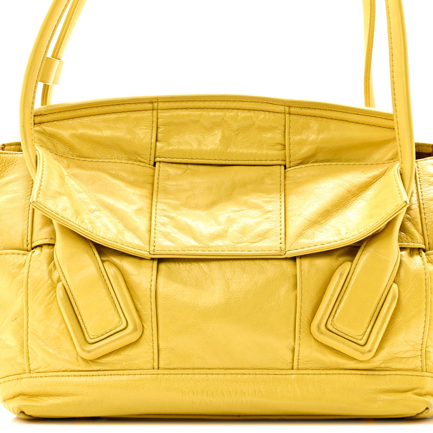 Paper Calfskin Maxi Intrecciato Medium Arco Yellow