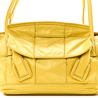 Bottega Veneta Paper Calfskin Maxi Intrecciato Medium Arco Yellow 7 of 9