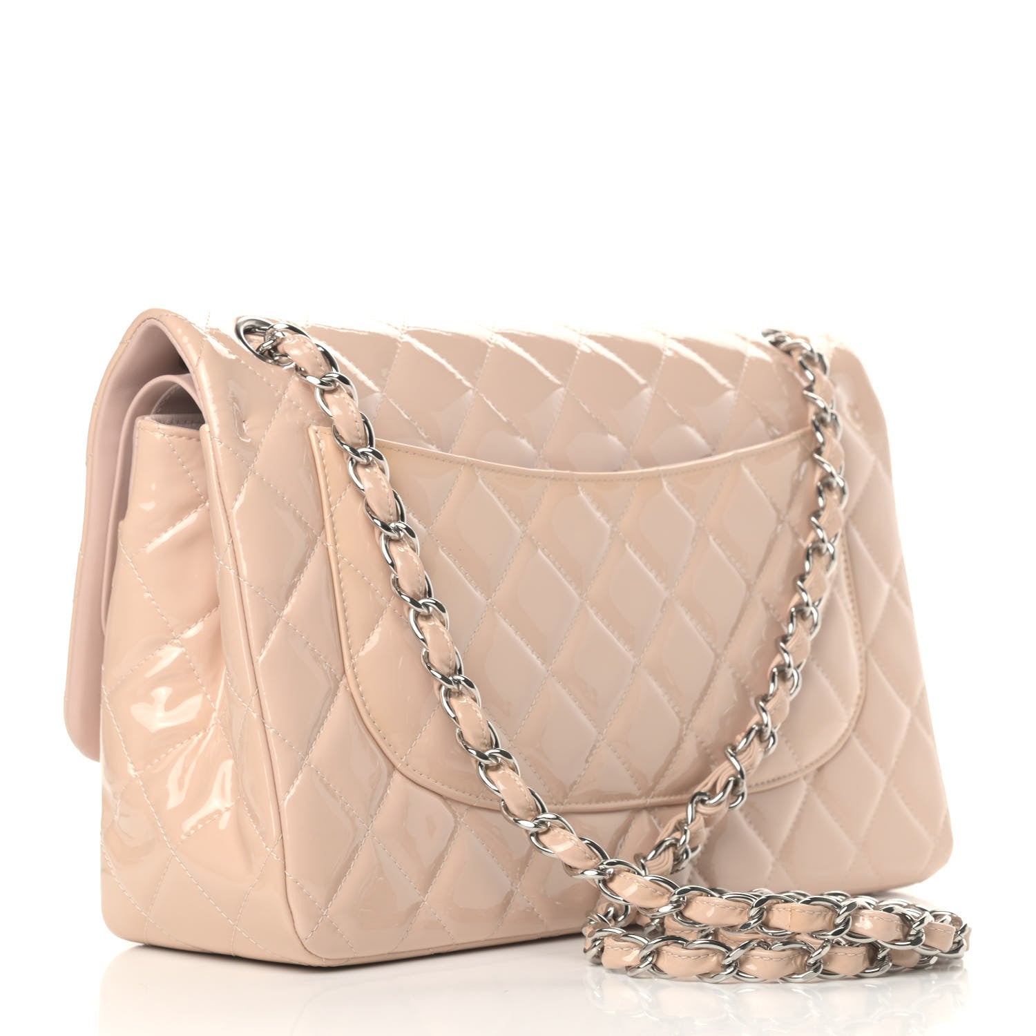 Chanel Patent Quilted Jumbo Double Flap Light Pink 2 of 5