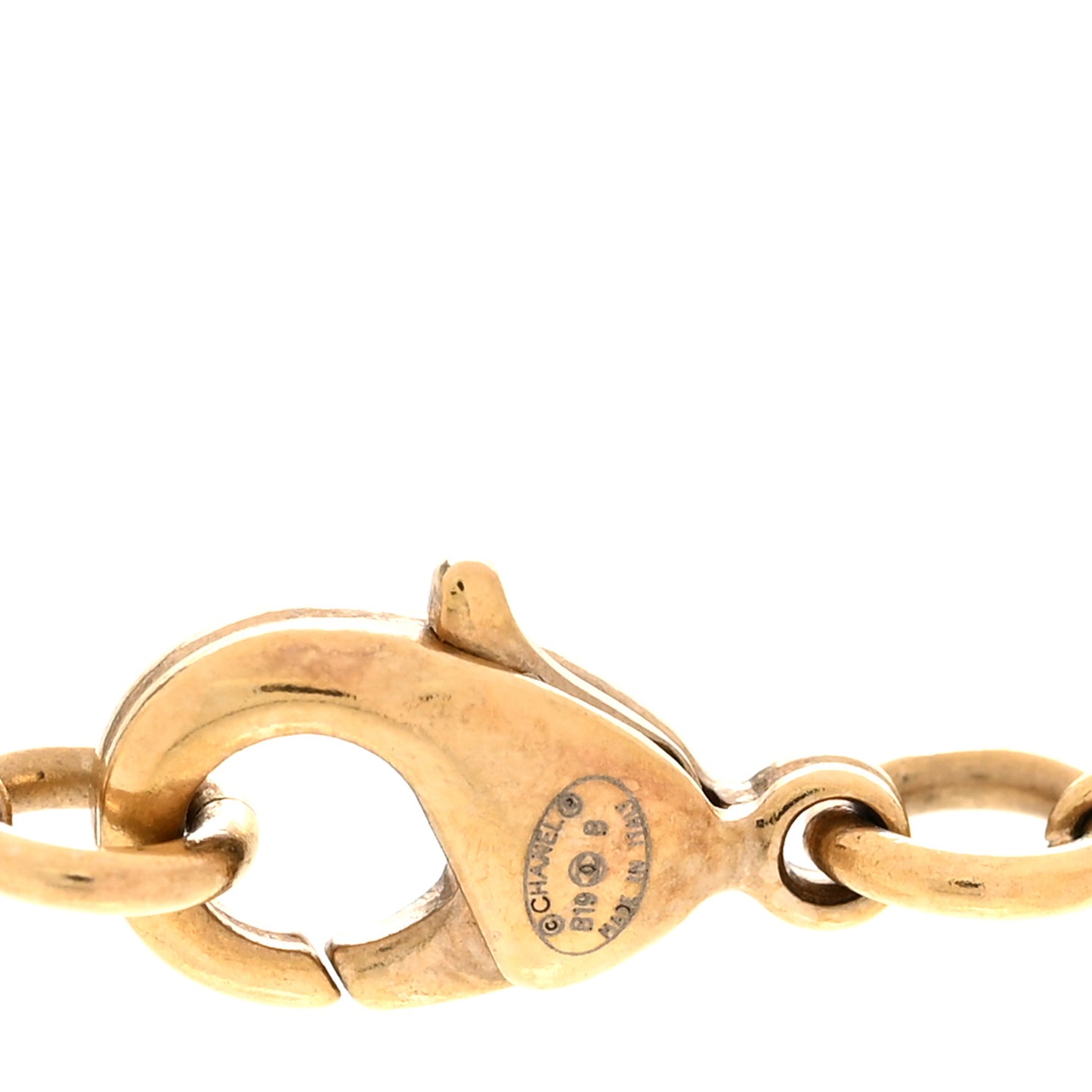 Crystal Pearl CC Chain Necklace Gold Black