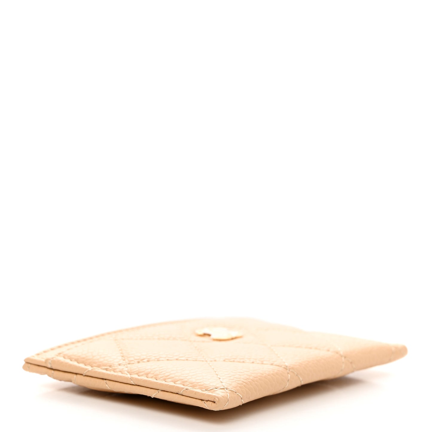 Caviar Quilted Card Holder Beige
