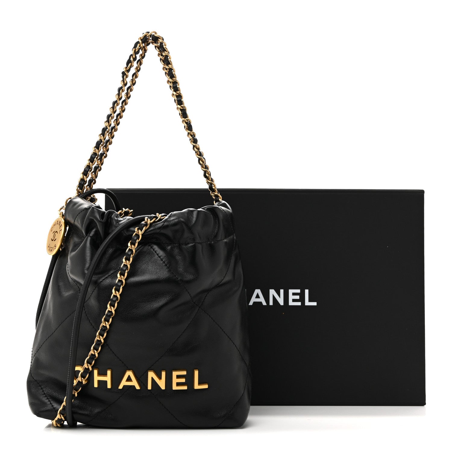 Chanel Shiny Calfskin Quilted Mini Chanel 22 Black 1781393