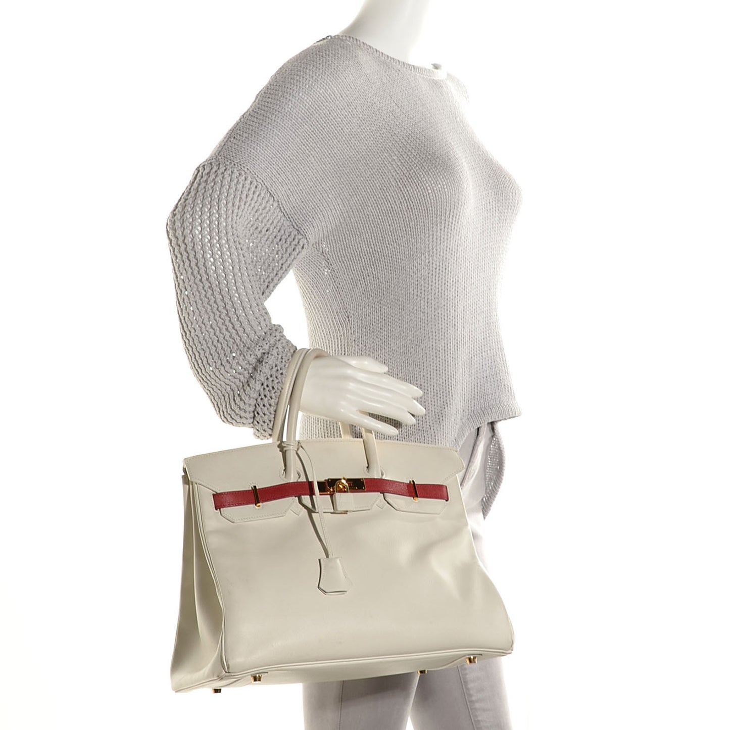 Swift Bi-Color Birkin 35 Blanc Rouge Vif