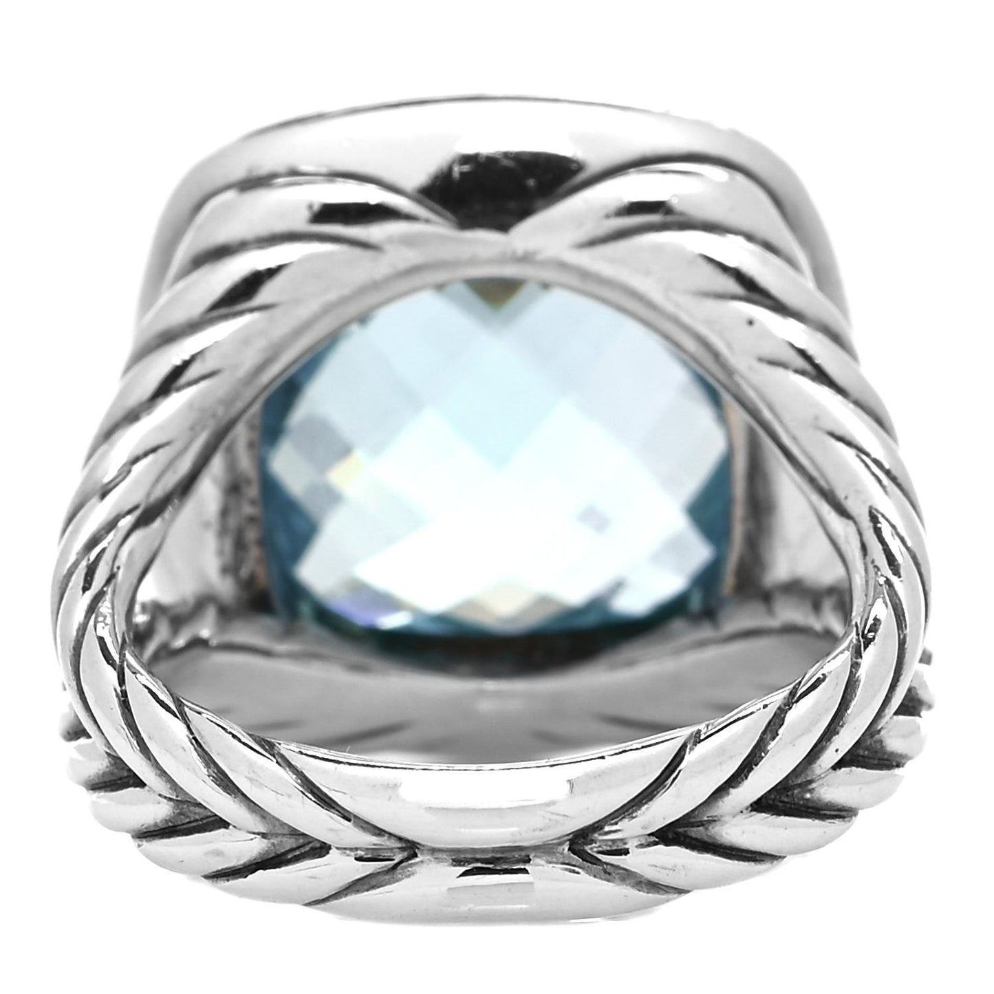 Sterling Silver Diamond Blue Topaz 14mm Albion Ring 54 7