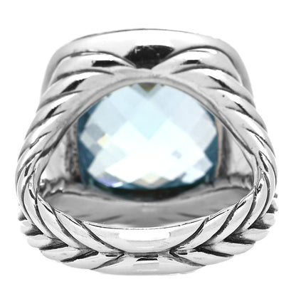David Yurman Sterling Silver Diamond Blue Topaz 14mm Albion Ring 54 7 3 of 4
