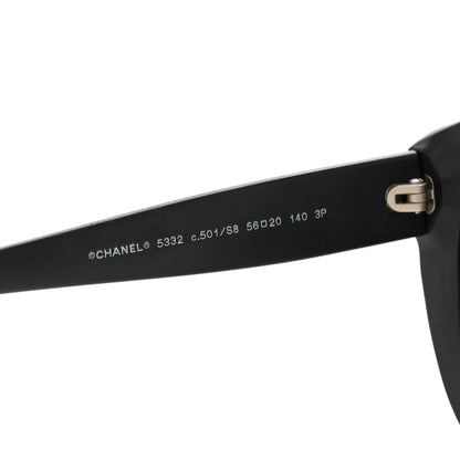 Chanel Tweed Effect CC Polarized Butterfly Signature Sunglasses 5332 Black 5 of 6