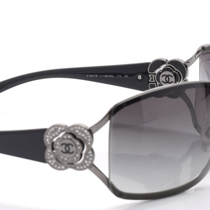 Chanel Swarovski Crystal Camellia CC Sunglasses 4164-B Black 7 of 8