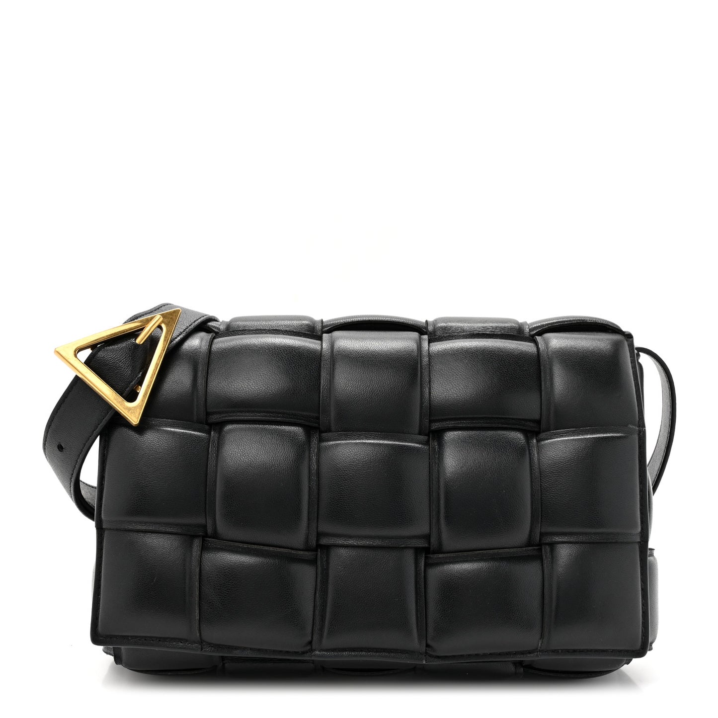 Nappa Maxi Intreccio Padded Cassette Crossbody Bag Black