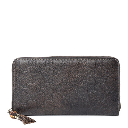 Gucci Guccissima Bamboo Tassel Zip Around Wallet Brown 1 of 7