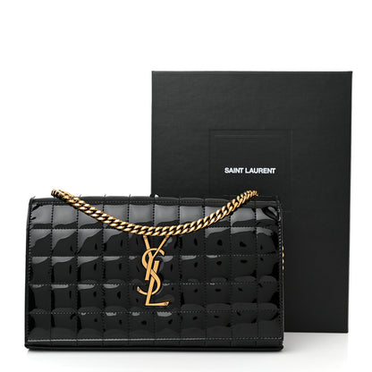 Saint Laurent Patent Carre Quilted Cassandre Chain Wallet Black 10 of 10