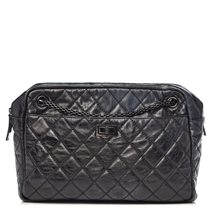 Chanel Metallic Aged Calfskin Quilted Large Reissue Camera Case Black 1 of 12