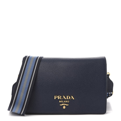 Prada Vitello Daino Flap Crossbody Baltico 1 of 9