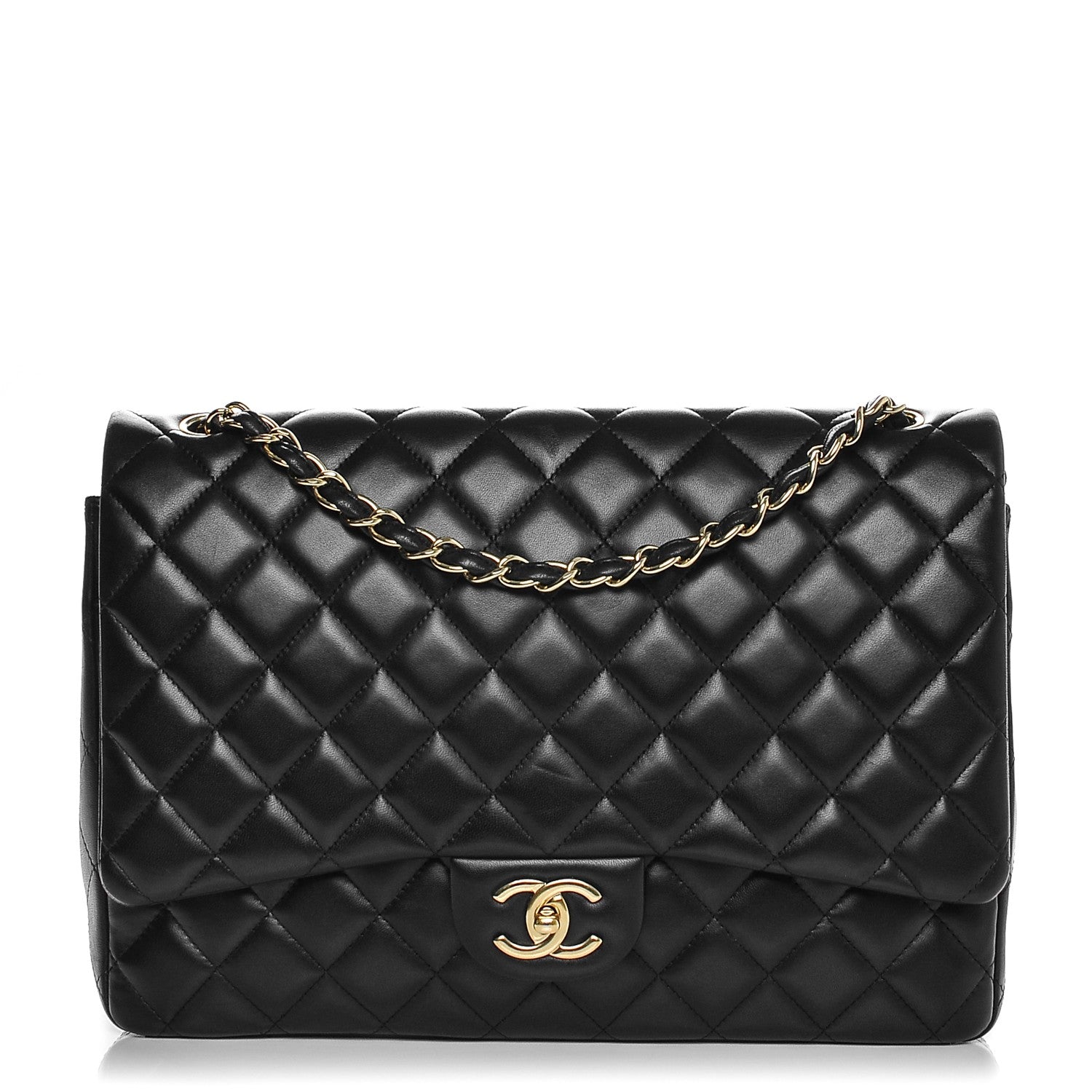 Chanel Lambskin Quilted Maxi Double Flap Black 1 of 8