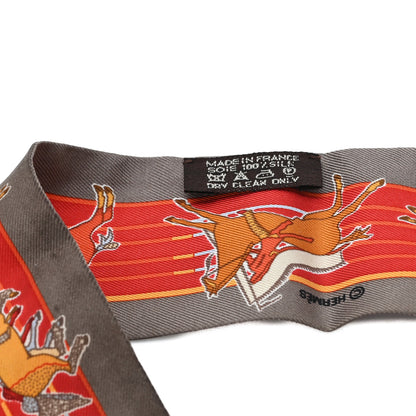 Hermes Silk Pani La Shar Pawnee Twilly Etoupe Rouge Orange 3 of 4