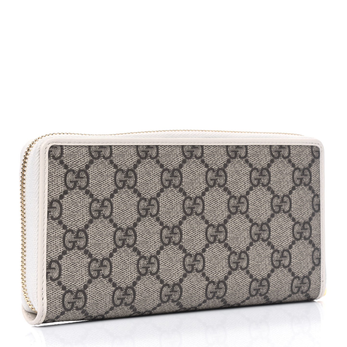 GG Supreme Monogram Azalea Calfskin Horsebit 1955 Zip Around Wallet Beige Ebony Mystic White