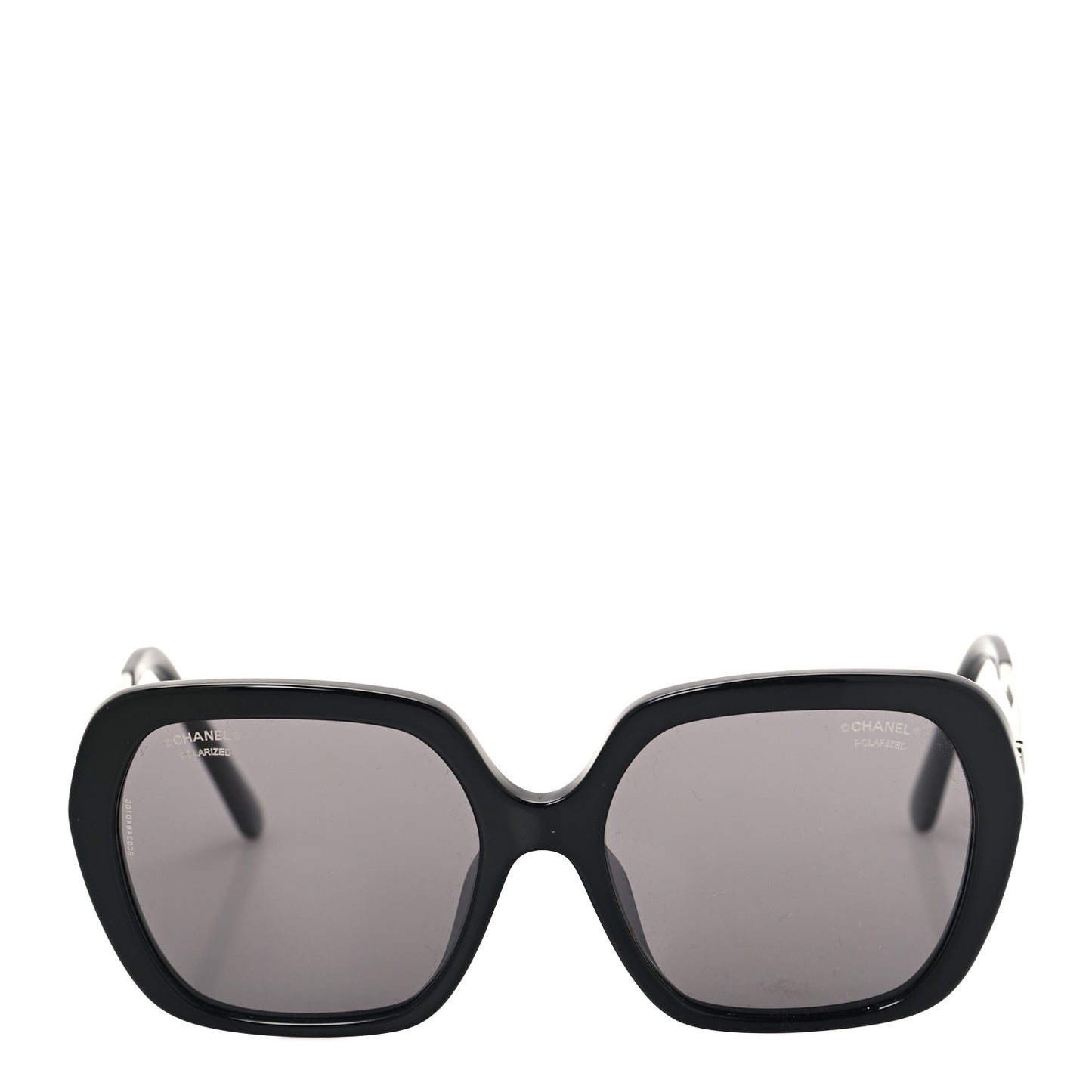 Acetate Polarized Square CC Heart Sunglasses 5521 Black White