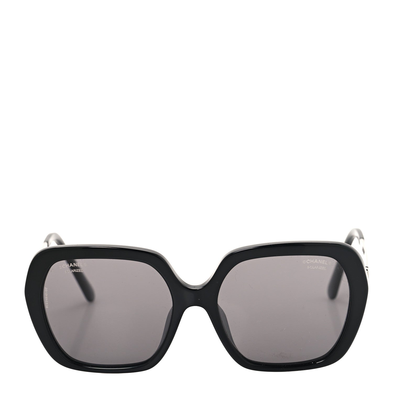 Chanel Acetate Polarized Square CC Heart Sunglasses 5521 Black White 2 of 8