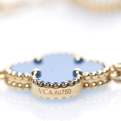 Van Cleef & Arpels 18K Yellow Gold Blue Agate 5 Motifs Vintage Alhambra Bracelet 4 of 7