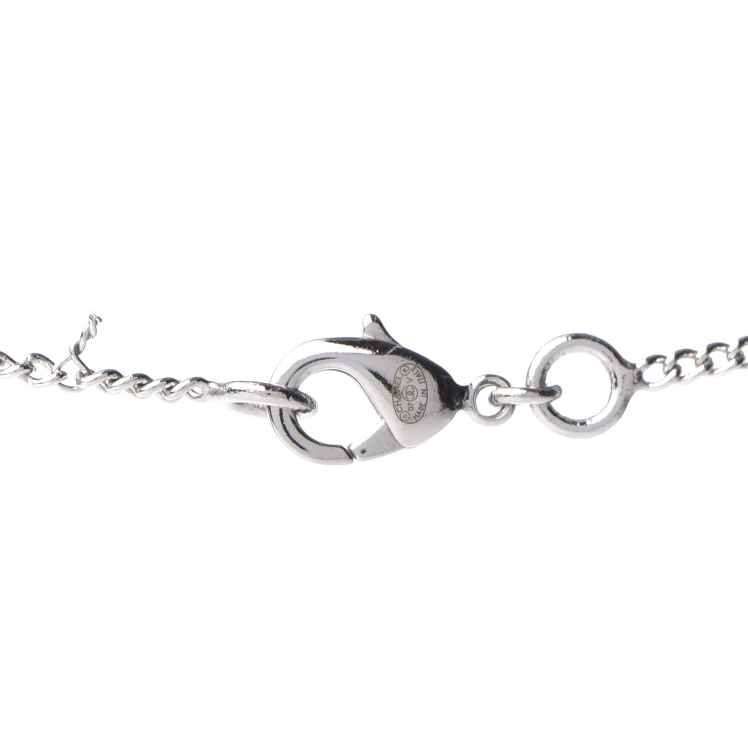 Chanel Crystal CC Necklace Silver 5 of 7