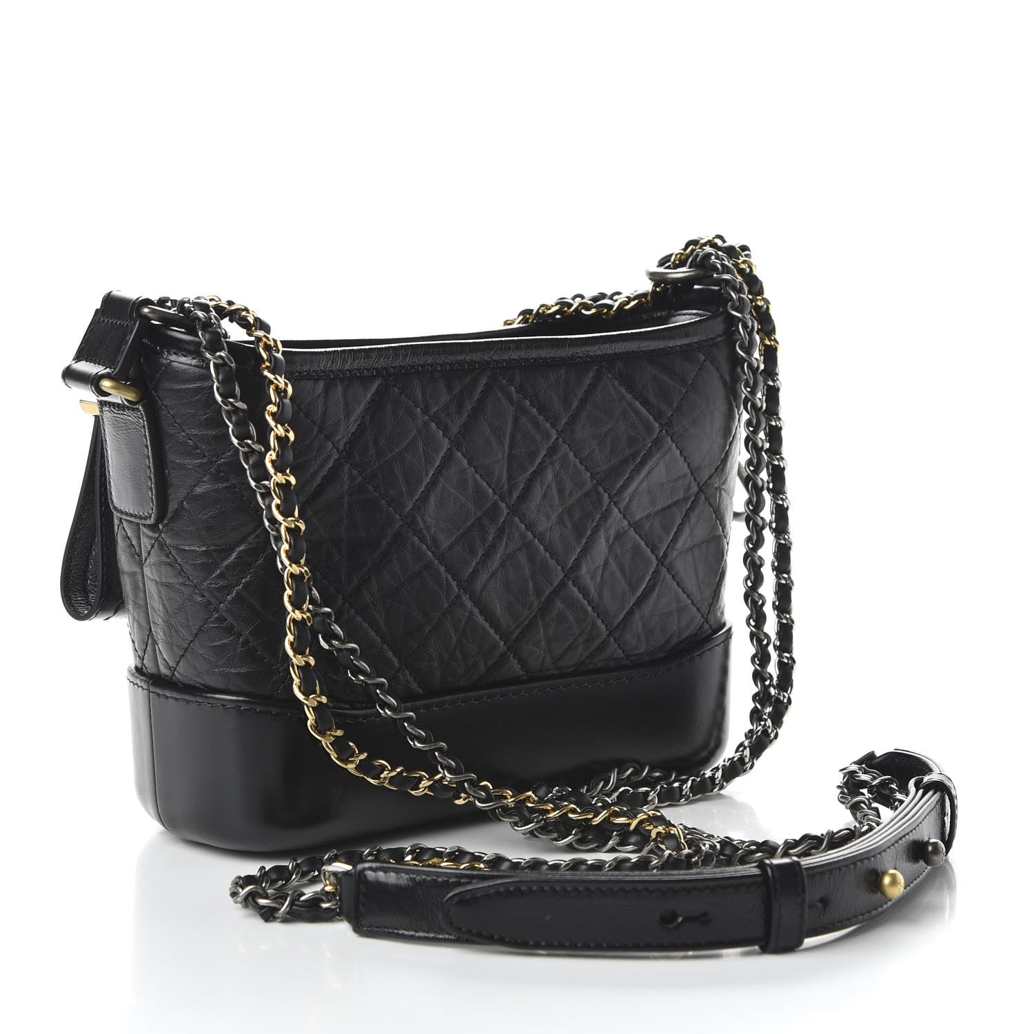 Chanel Aged Calfskin Quilted Small Gabrielle Hobo Black 3 of 10