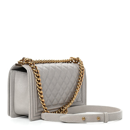Chanel Caviar Quilted Medium Boy Flap Light Grey 2 of 9