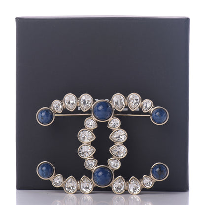 Chanel Strass Crystal CC Brooch Gold Blue 5 of 5
