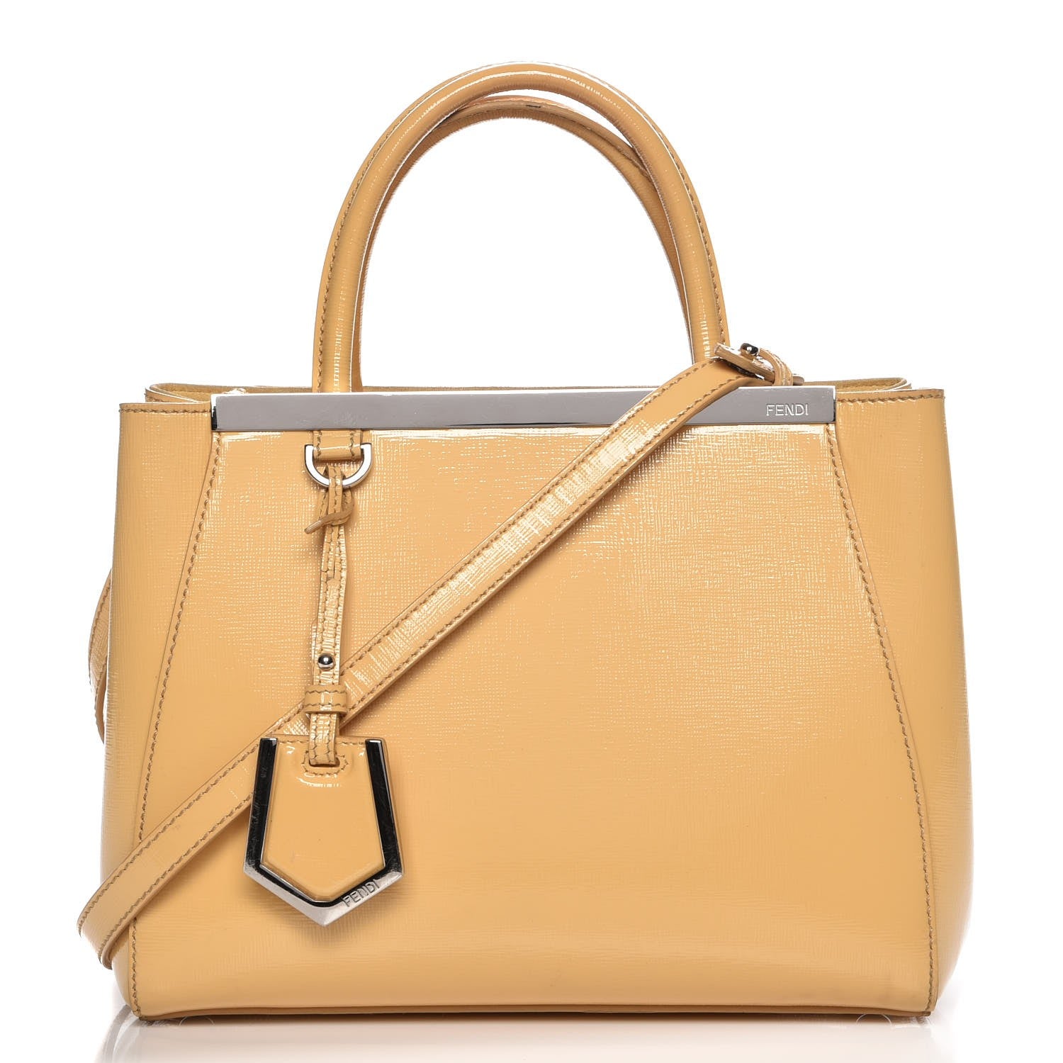 Fendi Vitello Vernice Camoscio Petite 2Jours Tote Alchemy Yellow 2 of 43